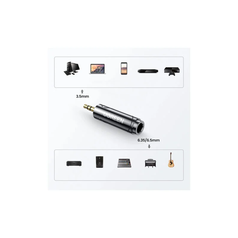 UGREEN 3.5mm Male to 6.35mm Female Adapter 1pcs - AV168 - 60711