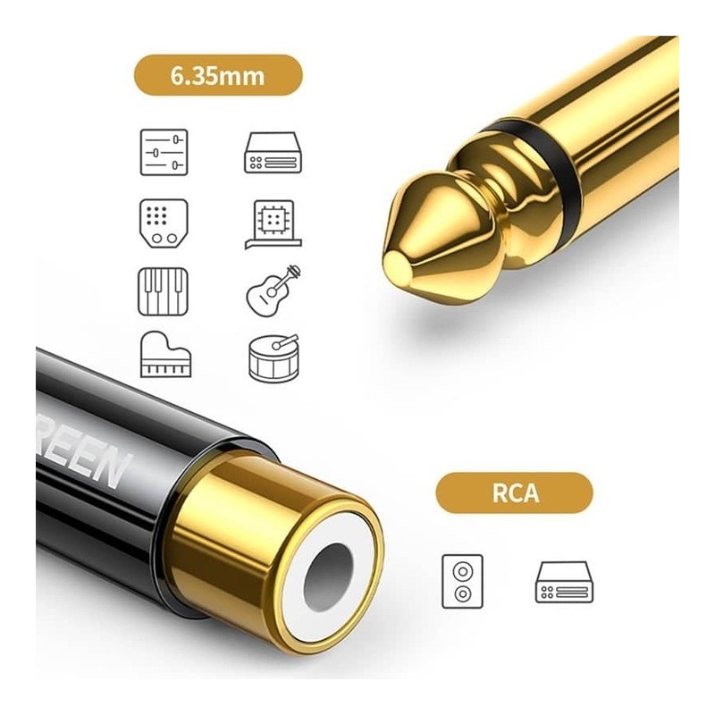 UGREEN 6.35mm Male to RCA Female Adapter - AV169 - 80731