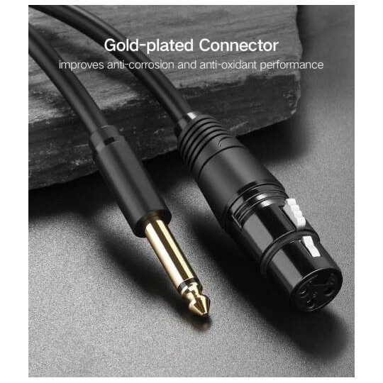 Ugreen Audio Cable XLR (Female) to 6.35mm Jack (Male) – Black - AV131 - 20719