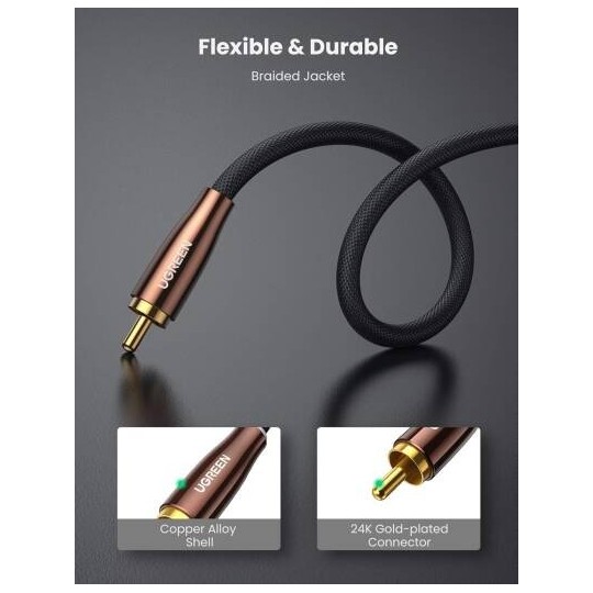 UGREEN RCA Coaxial Cable Copper Case Braid - AV155 - 70684