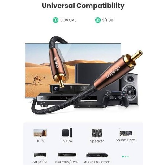 UGREEN RCA Coaxial Cable Copper Case Braid - AV155 - 70684