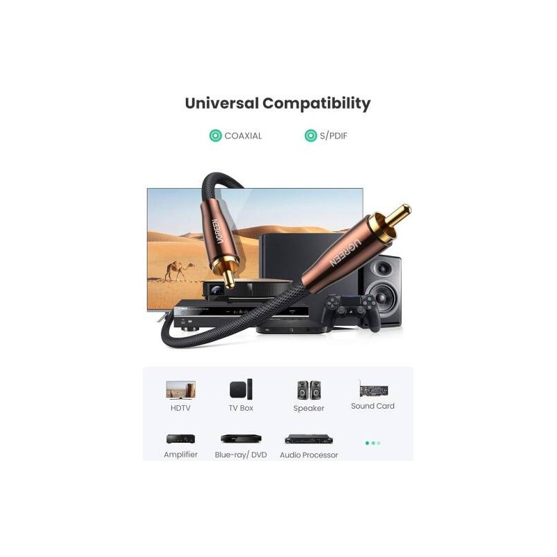 UGREEN RCA Coaxial Cable Copper Case Braid - AV155 - 70684