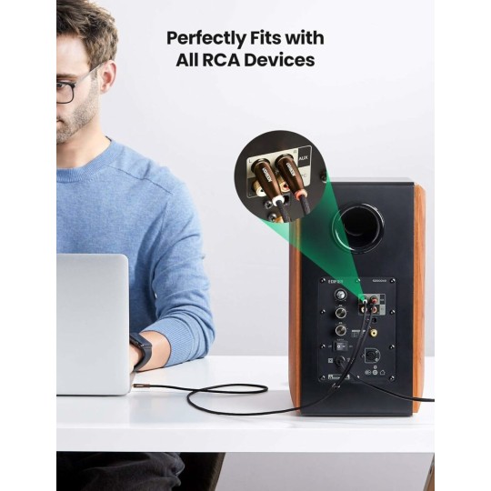 UGREEN 3.5mm Male to 2RCA Copper Case Braided Aux Cable - AV170 - 80845