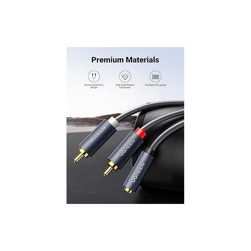 UGREEN 3.5mm Female to 2RCA Male Audio Cable - AV102 - 10588