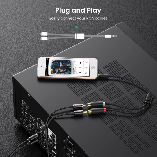 UGREEN 3.5mm Male to 2RCA Female Cable 25cm - AV109 - 10547