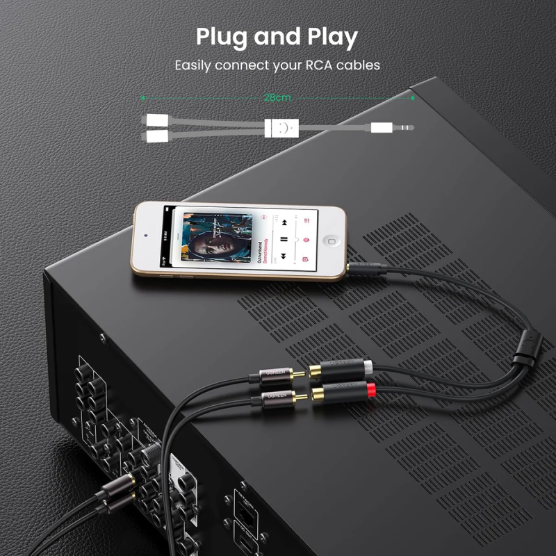 UGREEN 3.5mm Male to 2RCA Female Cable 25cm - AV109 - 10547