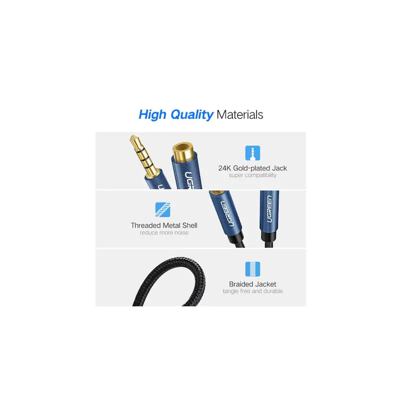 UGREEN 3.5mm Male to 3.5mm Female Extension Braid - AV118 - 40673