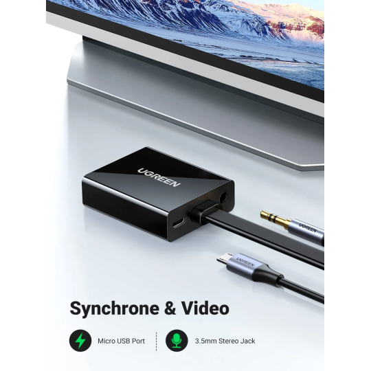 UGREEN HDMI to VGA Converter 25cm (Black) - MM103 - 40248