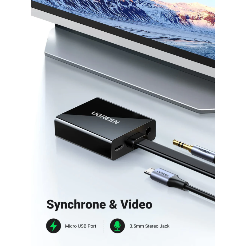 UGREEN HDMI to VGA Converter 25cm (Black) - MM103 - 40248