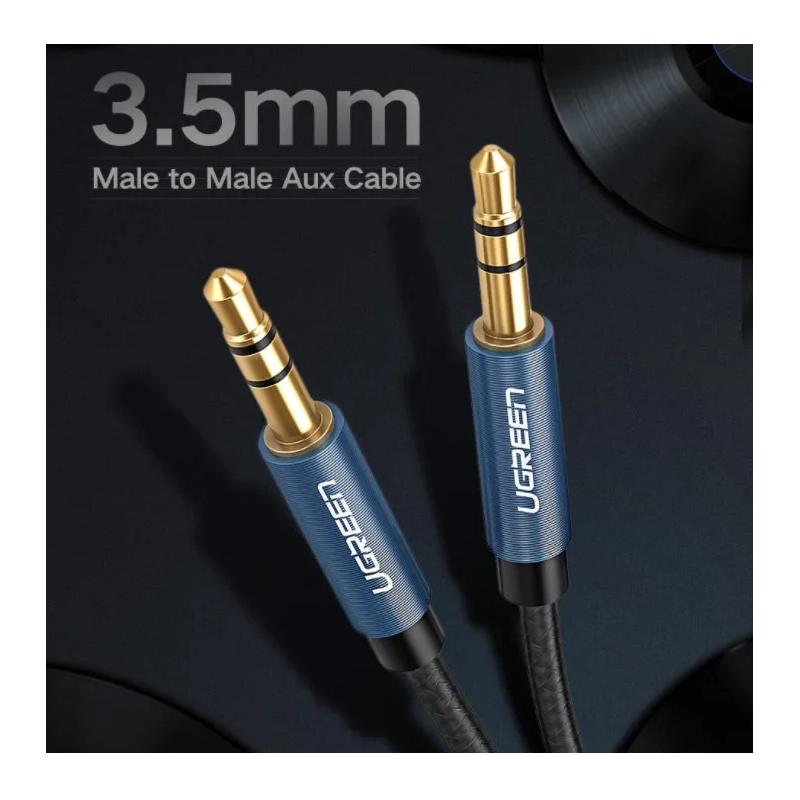UGREEN 3.5mm Male to 3.5mm Male Cable Gold Plated Metal Case with Braid - AV112 - 10685