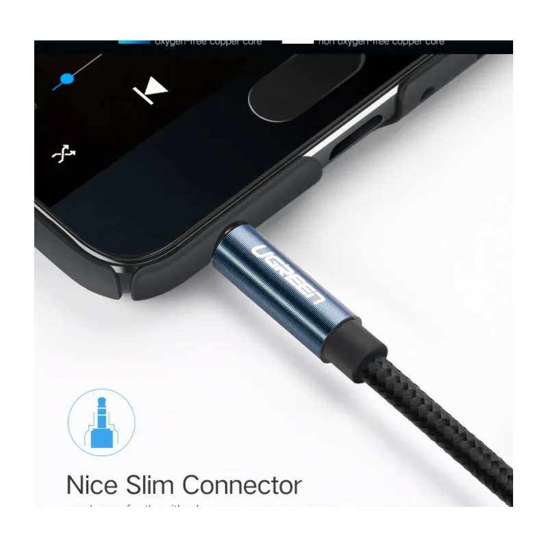 UGREEN 3.5mm Male to 3.5mm Male Cable Gold Plated Metal Case with Braid - AV112 - 10685