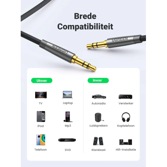 UGREEN 3.5mm Metal Connector Braided Audio Cable - AV150 - 50355