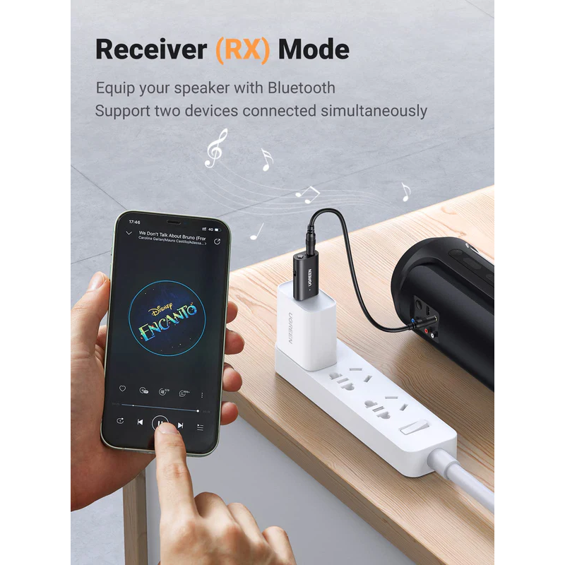 UGREEN USB 2.0 to 3.5mm Bluetooth Transmitter/Receiver Adapter with Audio Cable - CM523 - 60300