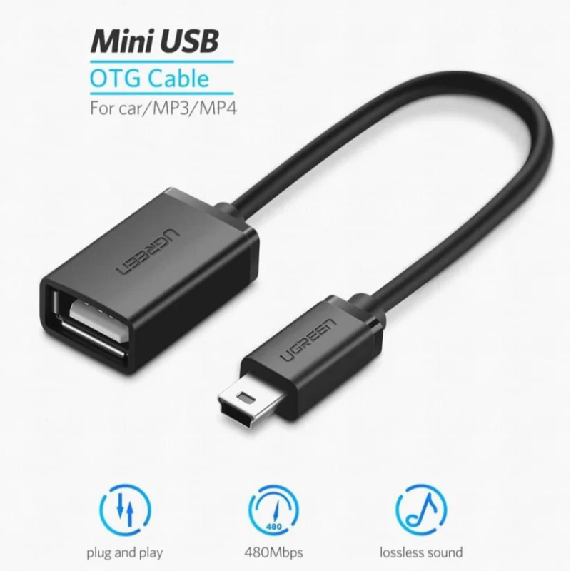 UGREEN Mini USB 5Pin Male To USB 2.0 A Female OTG Cable - US249 - 10383