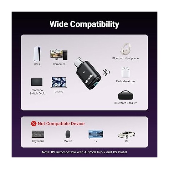 UGREEN Bluetooth 5.3 & aptx Transmitter Audio Adapter - BT501 - 45008