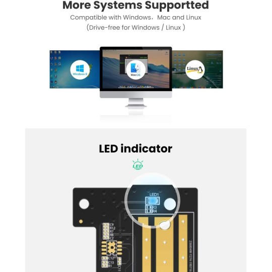 UGREEN M.2 NVMe to PCI-E 3.0 × 4 Expansion Card 32Gbps - CM302 - 70503