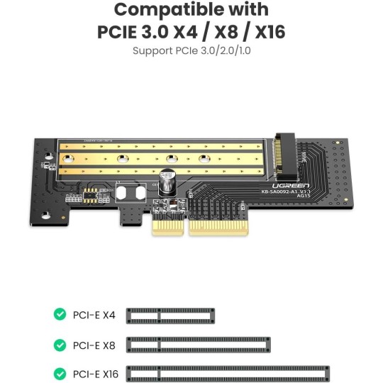 UGREEN M.2 NVMe to PCI-E 3.0 × 4 Expansion Card 32Gbps - CM302 - 70503