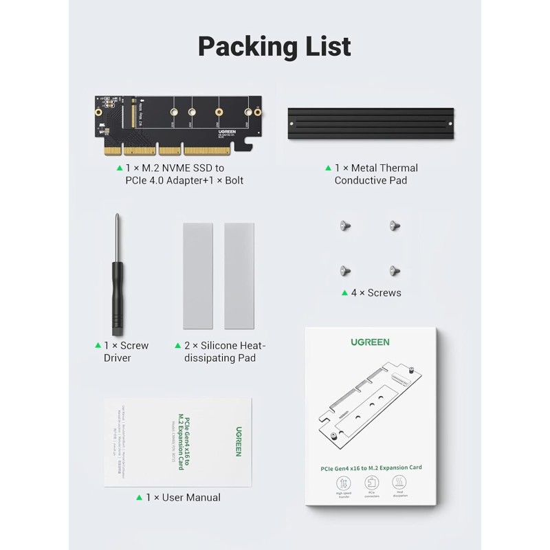 UGREEN PCIe 4.0(16×) to M.2 NVMe Expansion Card - CM465 - 30715