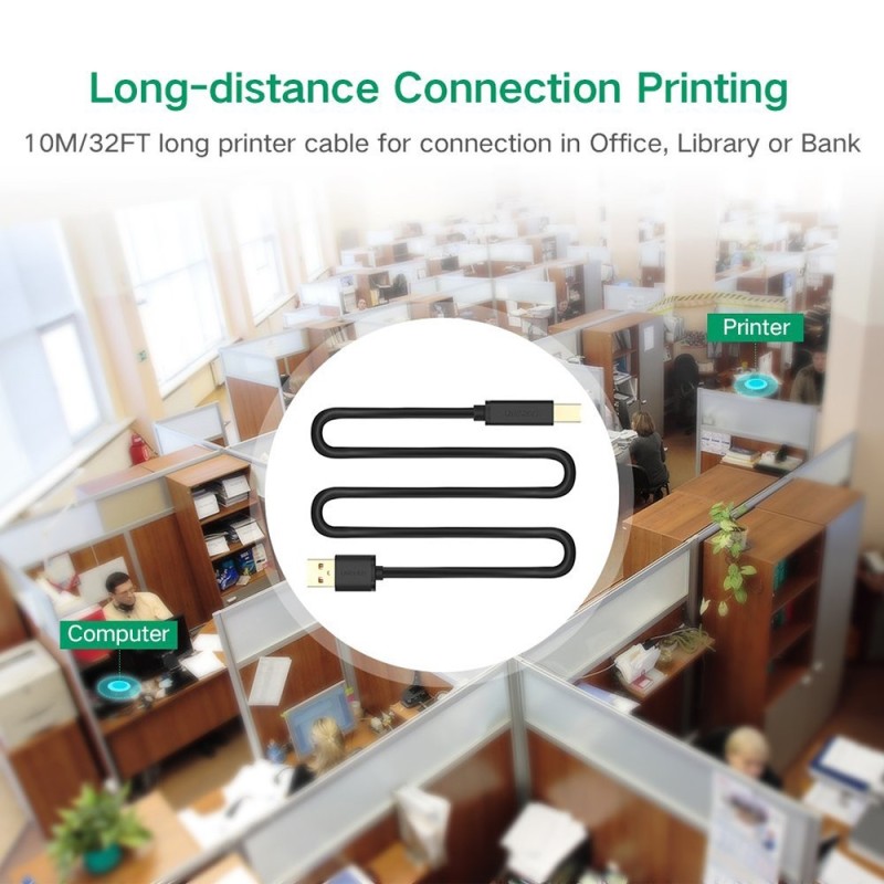 UGREEN USB 2.0 AM To BM Active Print Cable - US122 - 10374