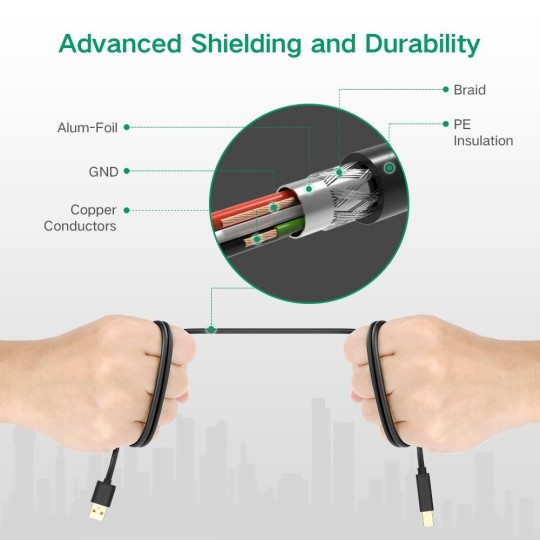 UGREEN USB 2.0 AM To BM Active Print Cable - US122 - 10374