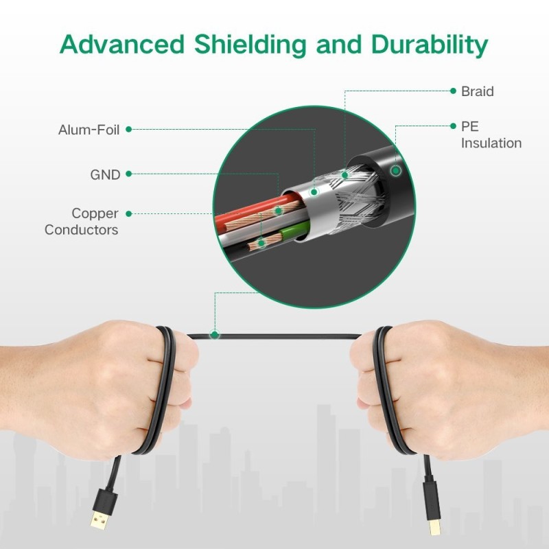UGREEN USB 2.0 AM To BM Active Print Cable - US122 - 10374