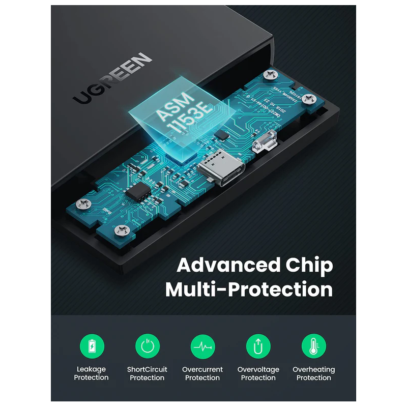 UGREEN USB 3.1 2.5" Hard Drive Enclosure 6G with USB-A to USB-C Cable + USB-C to USB-C Cable - US221 - 60735