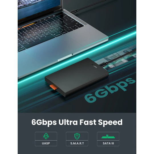 UGREEN USB 3.1 2.5" Hard Drive Enclosure 6G with USB-A to USB-C Cable + USB-C to USB-C Cable - US221 - 60735