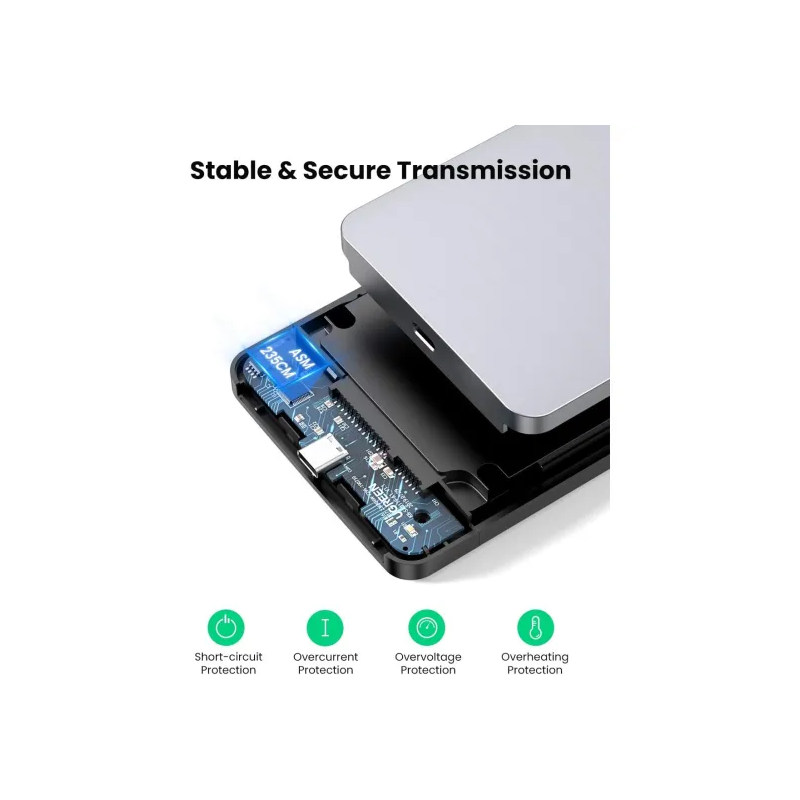 UGREEN 2.5'' SATA External Hard Drive Enclosure 6Gbps with C To A cable - CM300 - 70498