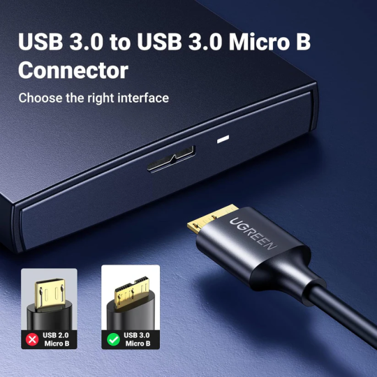 UGREEN USB 3.0 A Male to Micro USB 3.0 Male Cable - US130 - 10841