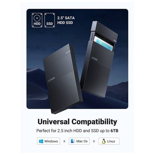 UGREEN 2.5 Inch Hard Drive Enclosure with Micro USB to USB-A Cable 5G - CM471 - 30725