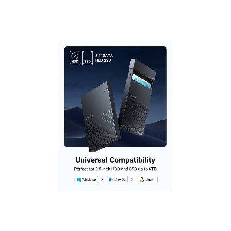 UGREEN 2.5 Inch Hard Drive Enclosure with Micro USB to USB-A Cable 5G - CM471 - 30725