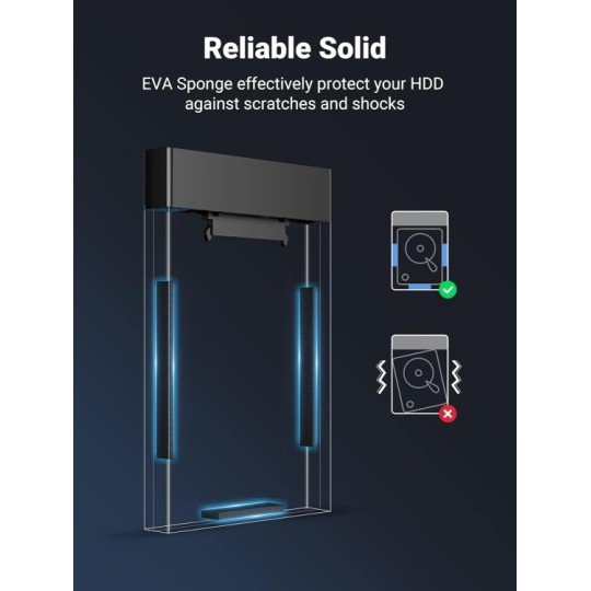 UGREEN 30847 2.5″ Hard Drive Enclosure USB 3.0 to SATA III Adapter Supports 2.5 Inch SSD & HDD - US221 - 30847