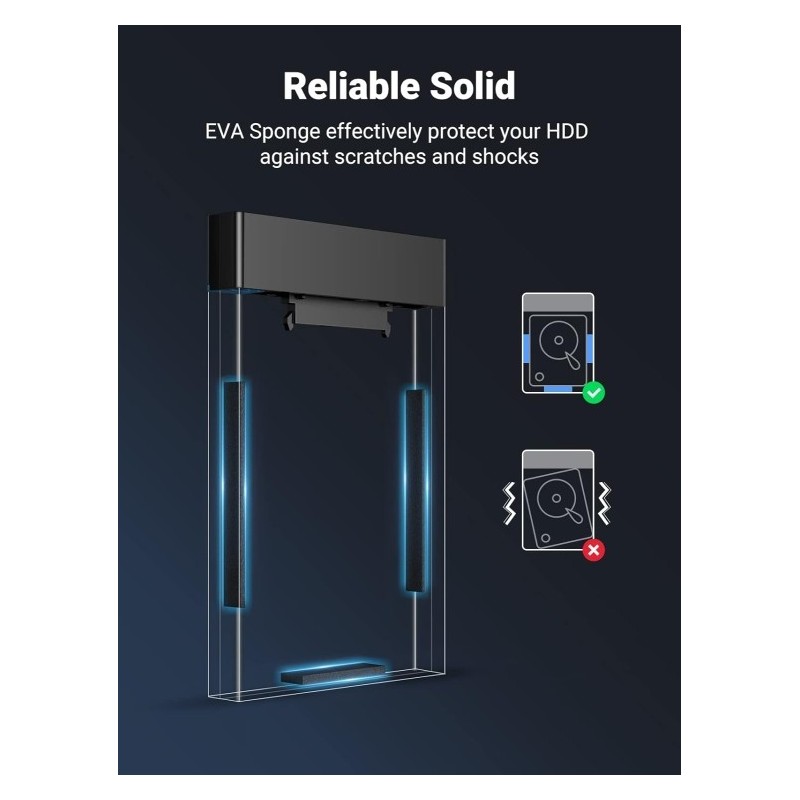 UGREEN 30847 2.5″ Hard Drive Enclosure USB 3.0 to SATA III Adapter Supports 2.5 Inch SSD & HDD - US221 - 30847