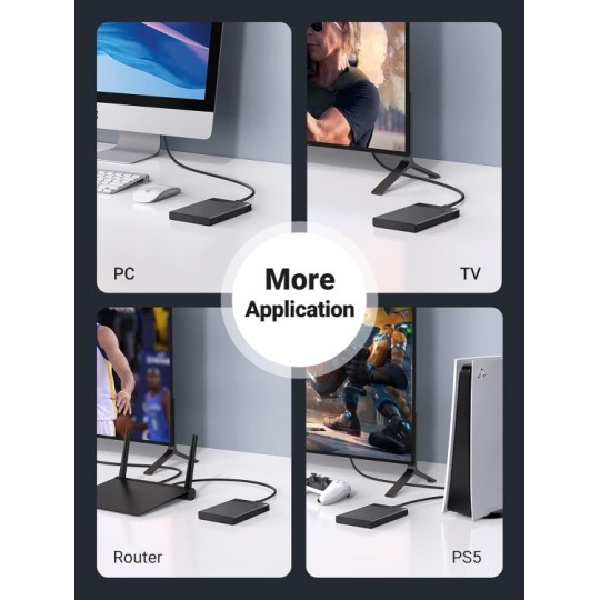 UGREEN 30847 2.5″ Hard Drive Enclosure USB 3.0 to SATA III Adapter Supports 2.5 Inch SSD & HDD - US221 - 30847