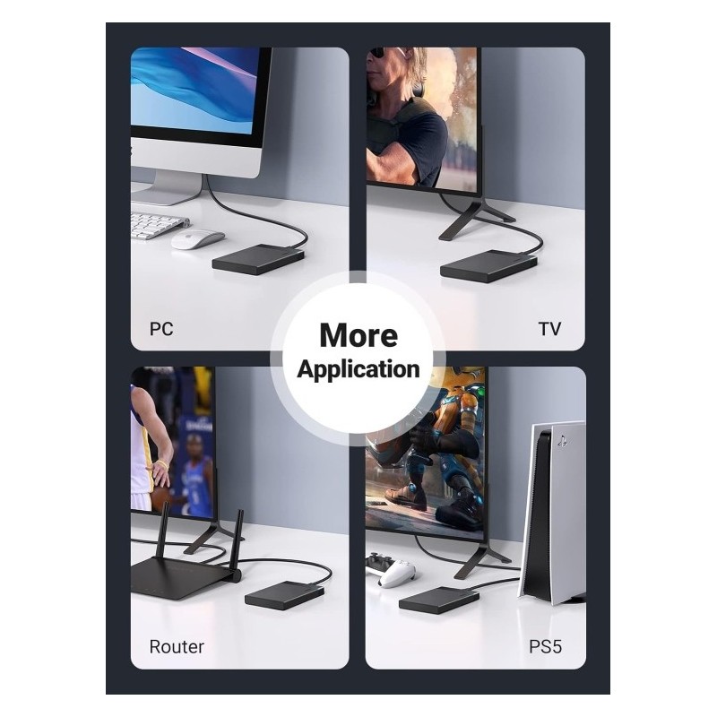 UGREEN 30847 2.5″ Hard Drive Enclosure USB 3.0 to SATA III Adapter Supports 2.5 Inch SSD & HDD - US221 - 30847