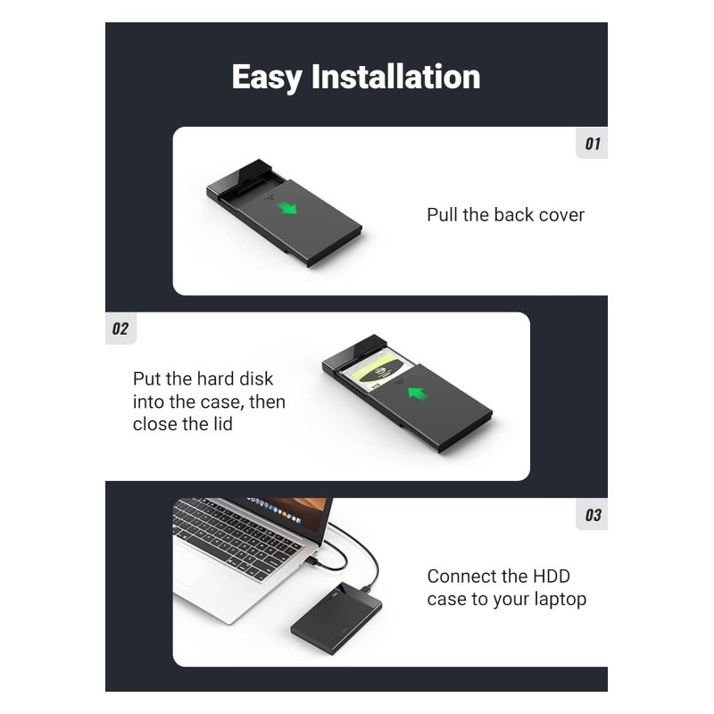 UGREEN 30847 2.5″ Hard Drive Enclosure USB 3.0 to SATA III Adapter Supports 2.5 Inch SSD & HDD - US221 - 30847