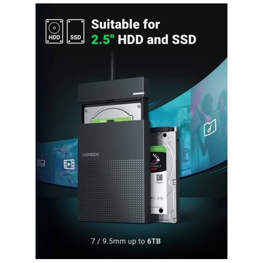 UGREEN 2.5 Inch Hard Drive Enclosure with Cable 5G - CM471 - 30719