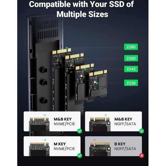 UGREEN USB-C to M.2 SATA & NVMe Hard Drive Enclosure - CM400 - 90264