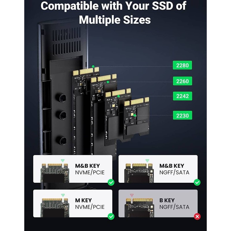 UGREEN USB-C to M.2 SATA & NVMe Hard Drive Enclosure - CM400 - 90264