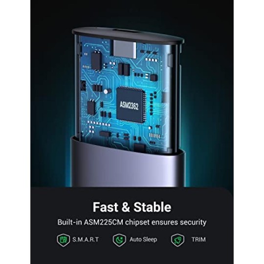 UGREEN M.2 NVME Hard Drive Enclosure(10Gbps)   with C to C and C to A cable - CM578 - 15512