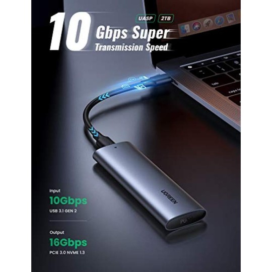 UGREEN M.2 NVME Hard Drive Enclosure(10Gbps)   with C to C and C to A cable - CM578 - 15512