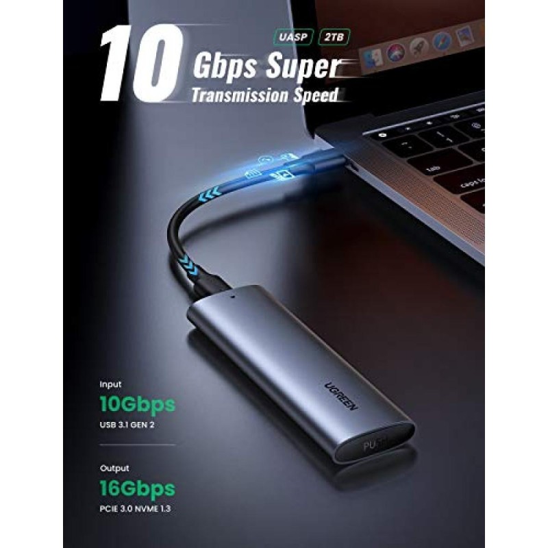UGREEN M.2 NVME Hard Drive Enclosure(10Gbps)   with C to C and C to A cable - CM578 - 15512