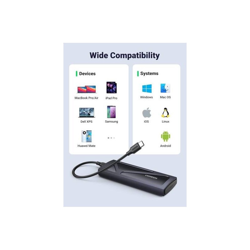 UGREEN USB-C Female to M.2 M-Key 10G Enclosure C TO C Cable - CM400 - 10902