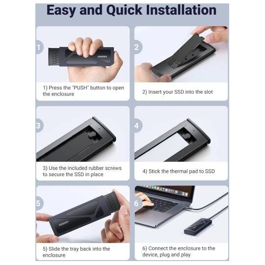 UGREEN USB-C Female to M.2 M-Key 10G Enclosure C TO C Cable - CM400 - 10902