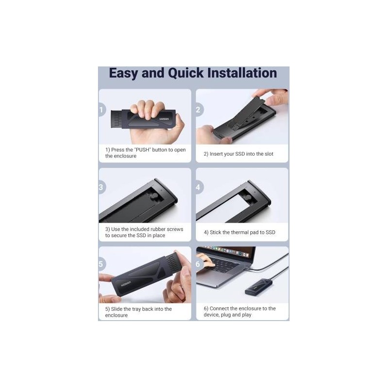 UGREEN USB-C Female to M.2 M-Key 10G Enclosure C TO C Cable - CM400 - 10902