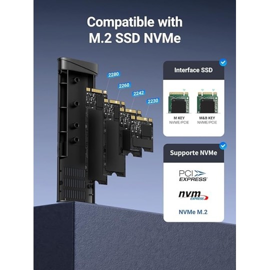 UGREEN M.2 NVMe SSD Enclosure 10Gbps USB 3.2 Gen 2 (10 Gbps) to NVME M-Key/(B+M) - CM767 - 35267