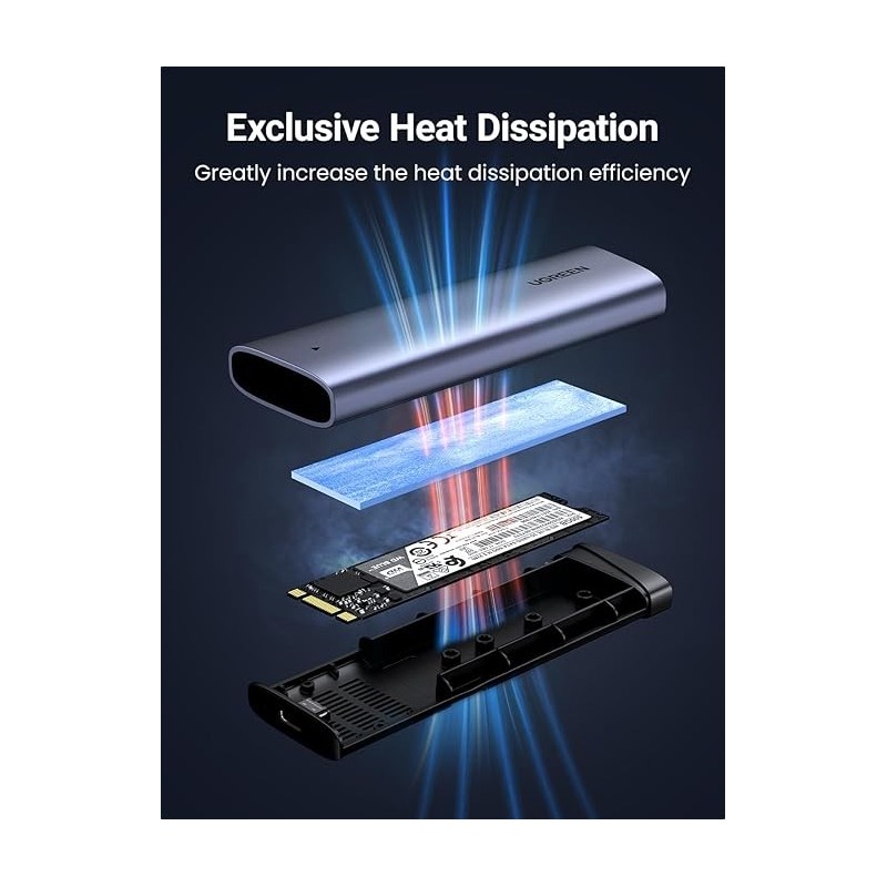 UGREEN M.2 NVMe SSD Enclosure 10Gbps USB 3.2 Gen 2 (10 Gbps) to NVME M-Key/(B+M) - CM767 - 35267