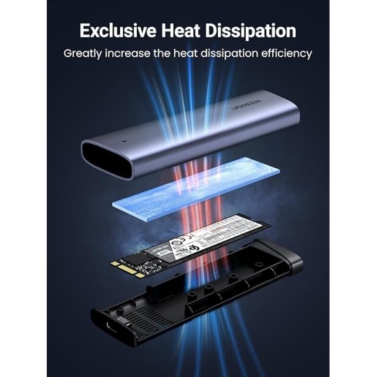UGREEN M.2 NVMe SSD Enclosure 10Gbps USB 3.2 Gen 2 (10 Gbps) to NVME M-Key/(B+M) - CM767 - 35267