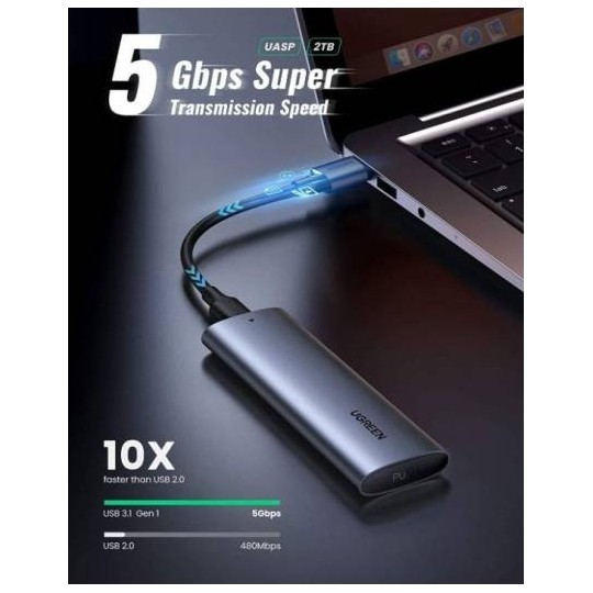 UGREEN USB 3.0 to M.2 NGFF 5G Enclosure A TO C Cable - CM400 - 10903