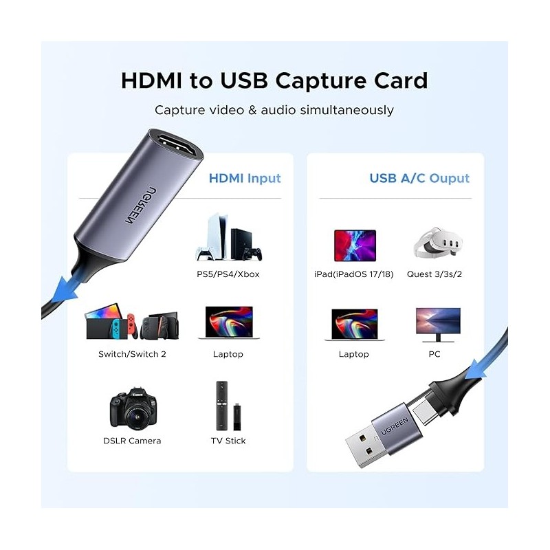 UGREEN Video Capture Card Single HDMI Input - CM489 - 40189
